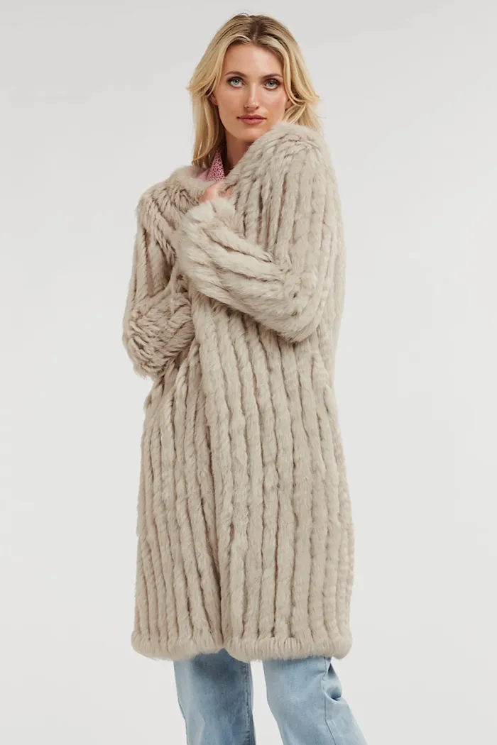 ADELE LONG FUR JACKET - STONE