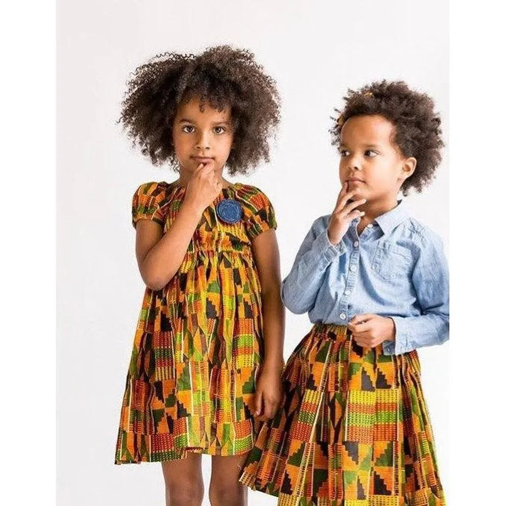 African Kente Big Sister Little Sister Dress Set