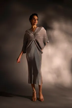 Aika Metallic Dress - Grey & Gold