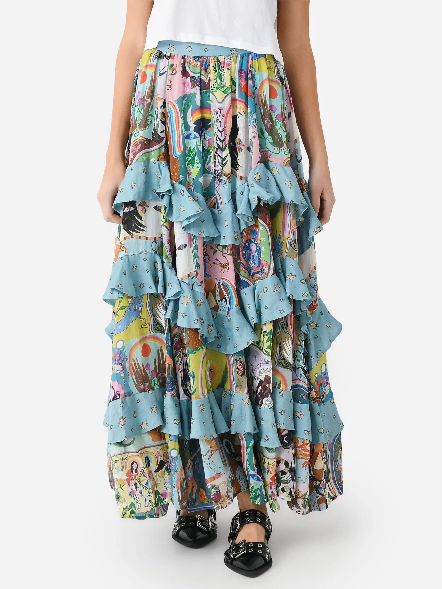Alemais Women's Evergreen Tiered Ruffle Maxi Skirt