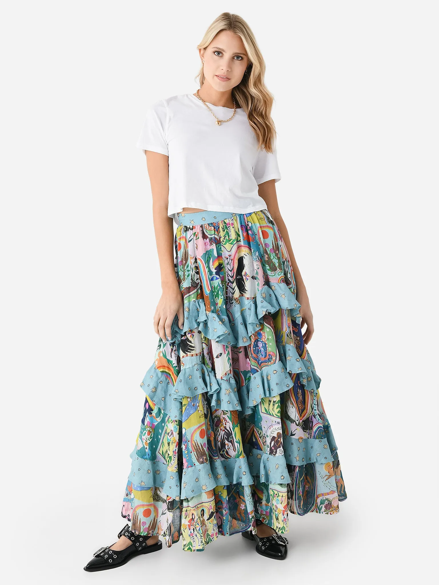 Alemais Women's Evergreen Tiered Ruffle Maxi Skirt