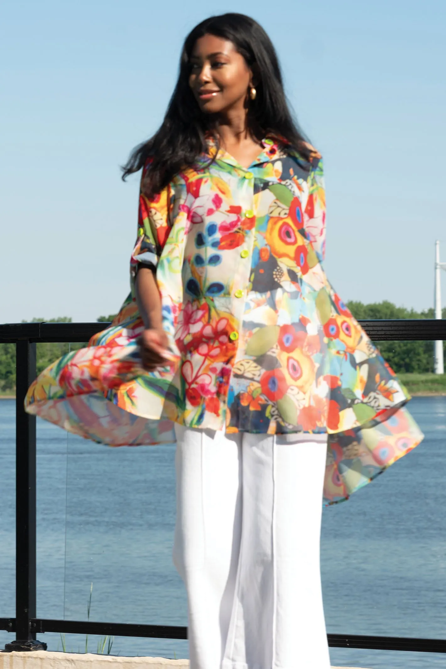 Alison Sheri Tunic Shirt Multicoloured Abstract Print A45571
