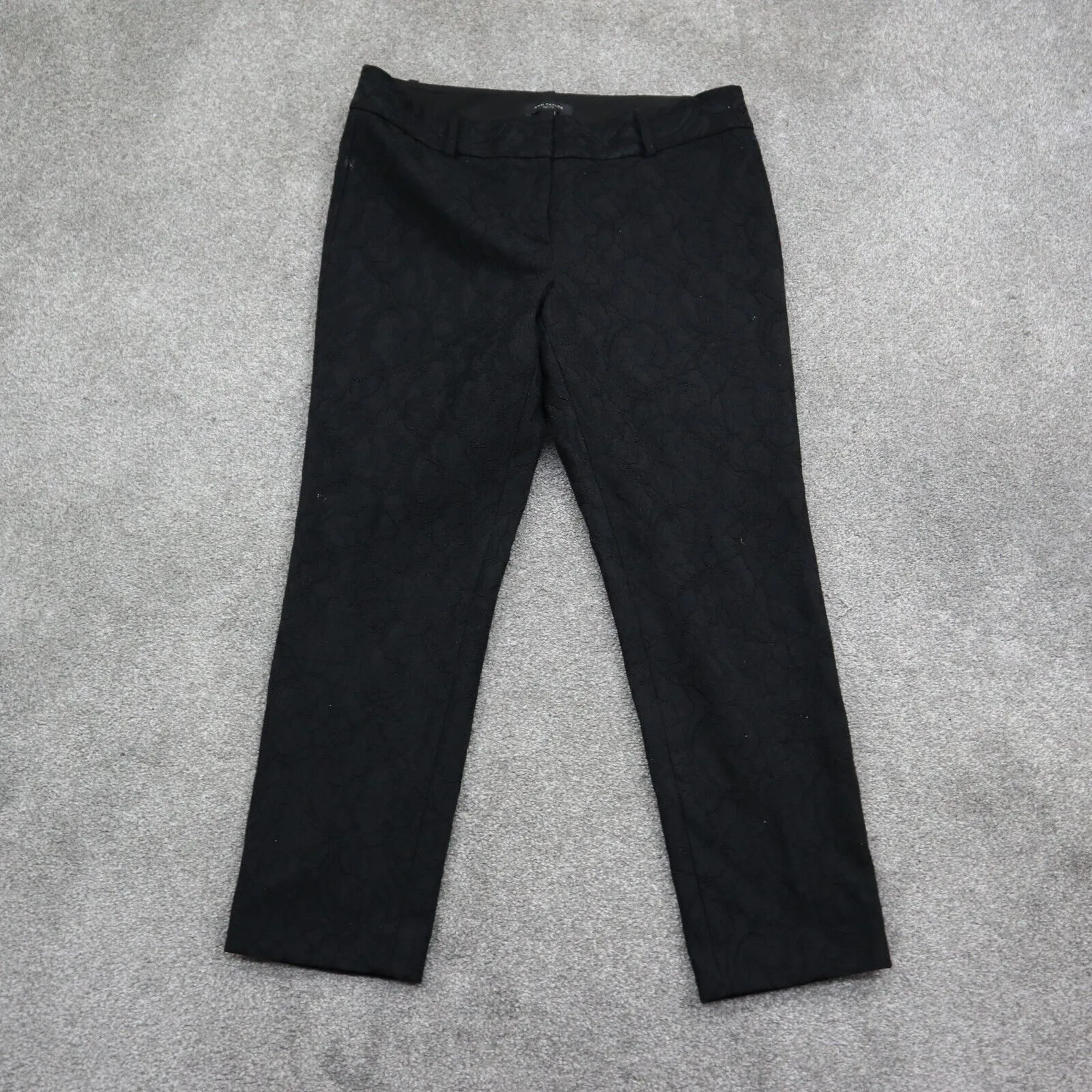 Ann Taylor Women Chino Pant Straight Leg High Rise Slash Pocket Black Size 10