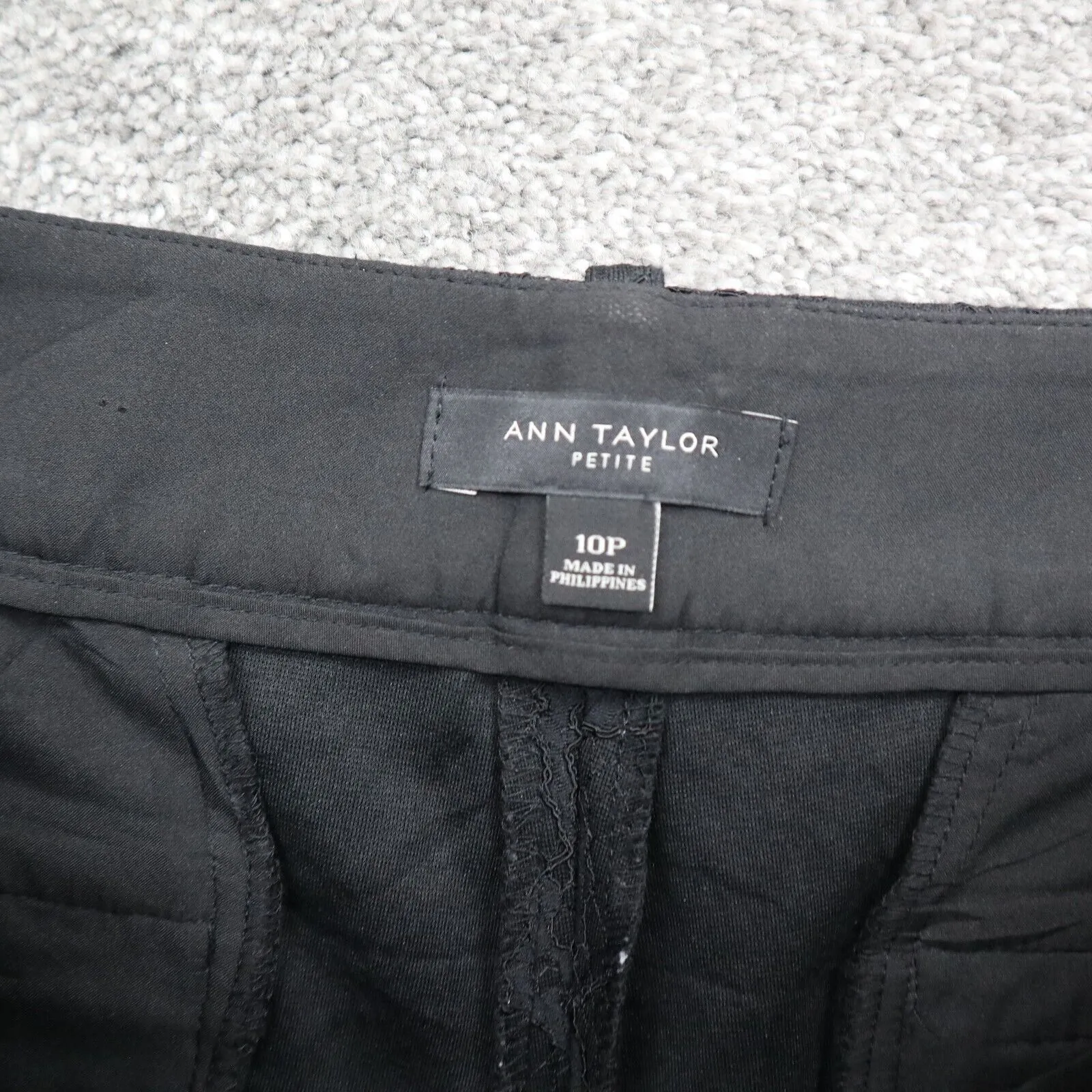 Ann Taylor Women Chino Pant Straight Leg High Rise Slash Pocket Black Size 10