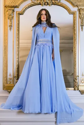 Blue Crepe Georgette A-Line Dress