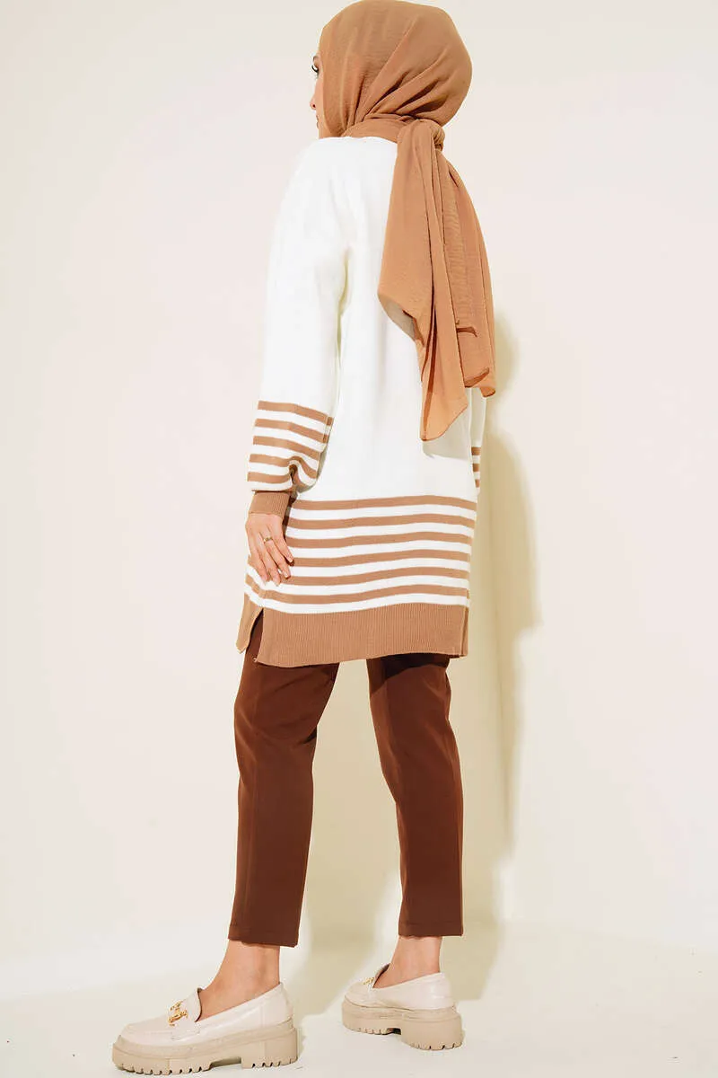 BNG Women Striped Knit Tunic in Mink - Clermont