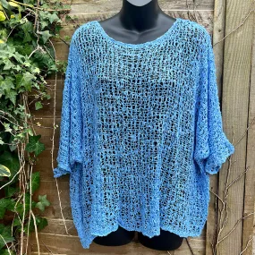 Breezy Sky Blue Bohemian Popcorn Cover Up