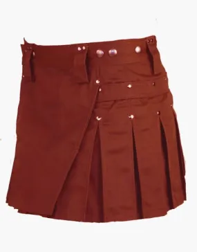 BROWN MINI KILT WITH STUDS FOR WOMEN