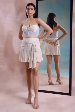 Corset With Pleated Mesh Skirt