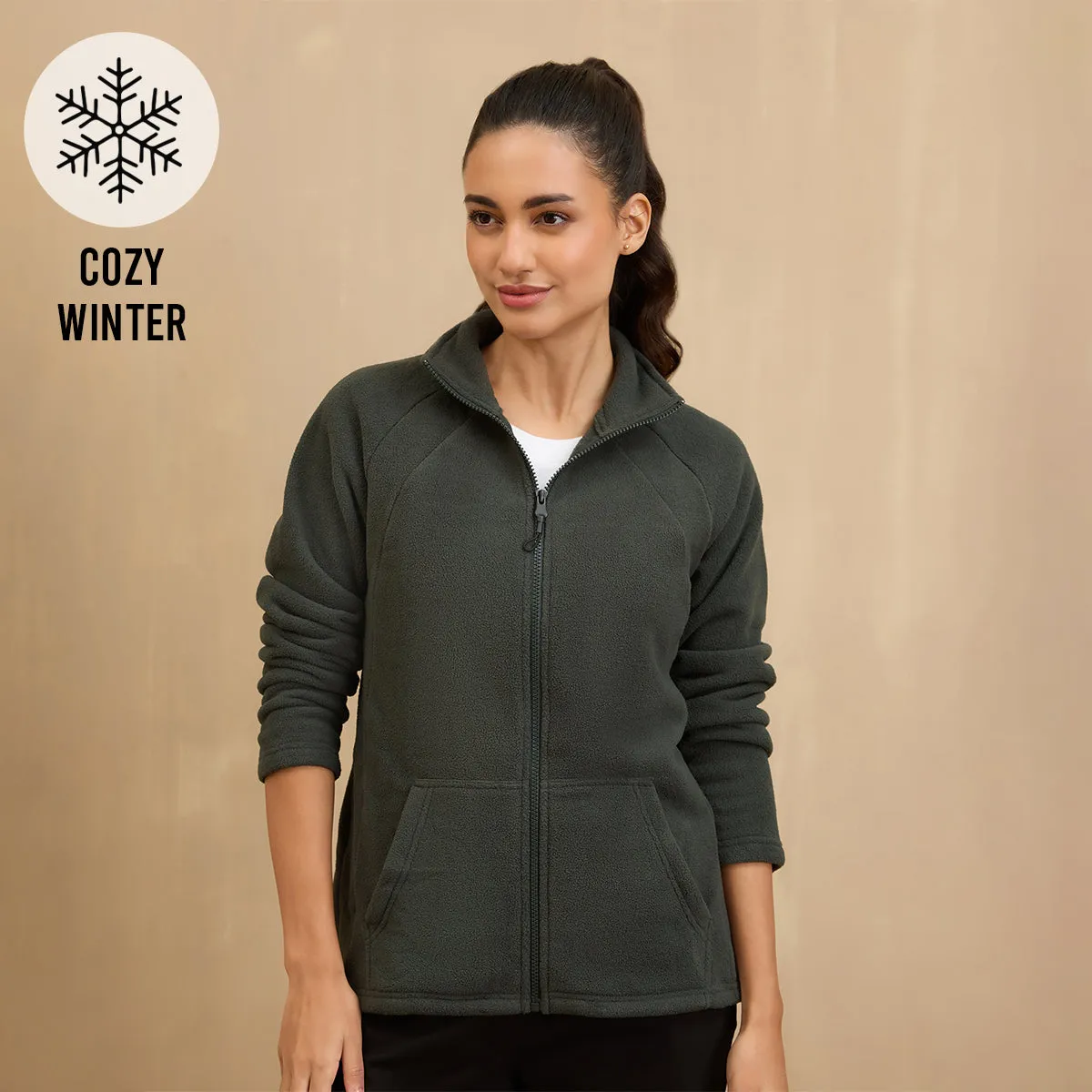 Cozy Sherpa Front open Jacket-NYLE701-Green