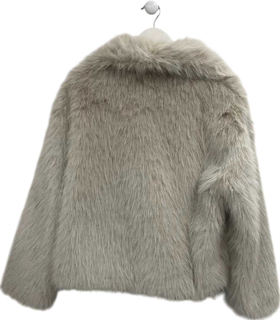 Cream Faux Fur Short Coat UK M/L