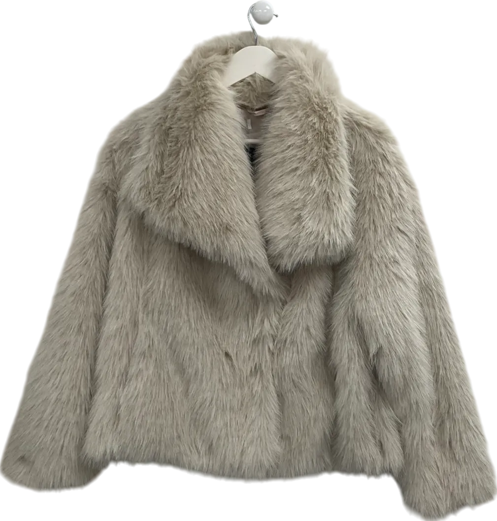 Cream Faux Fur Short Coat UK M/L