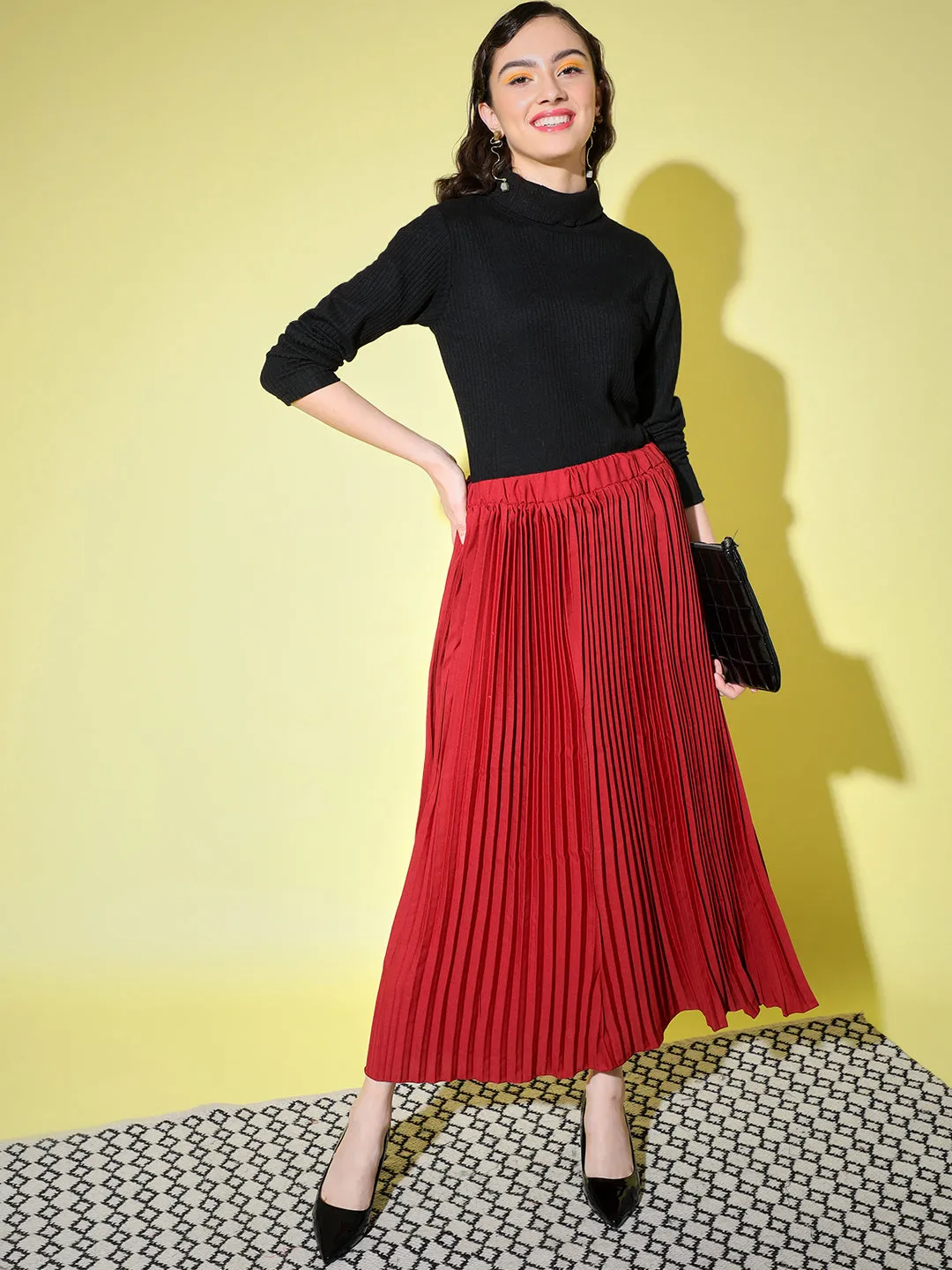 Crepe Pleated Women Skirt-3004-3006