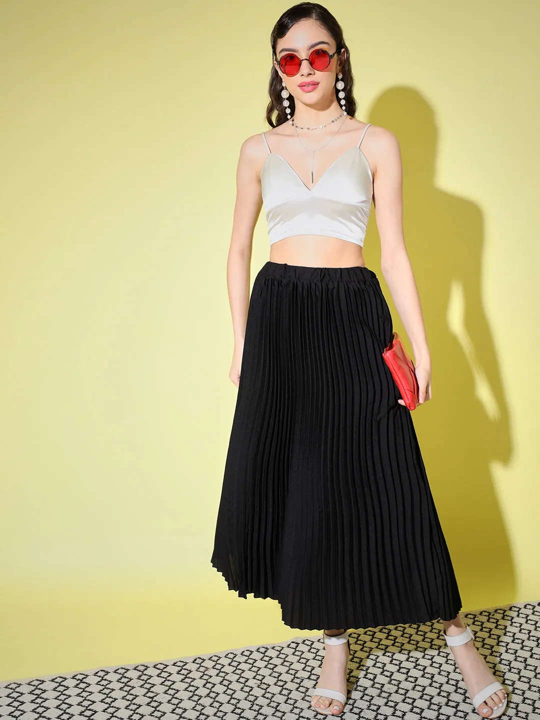 Crepe Pleated Women Skirt-3004-3006