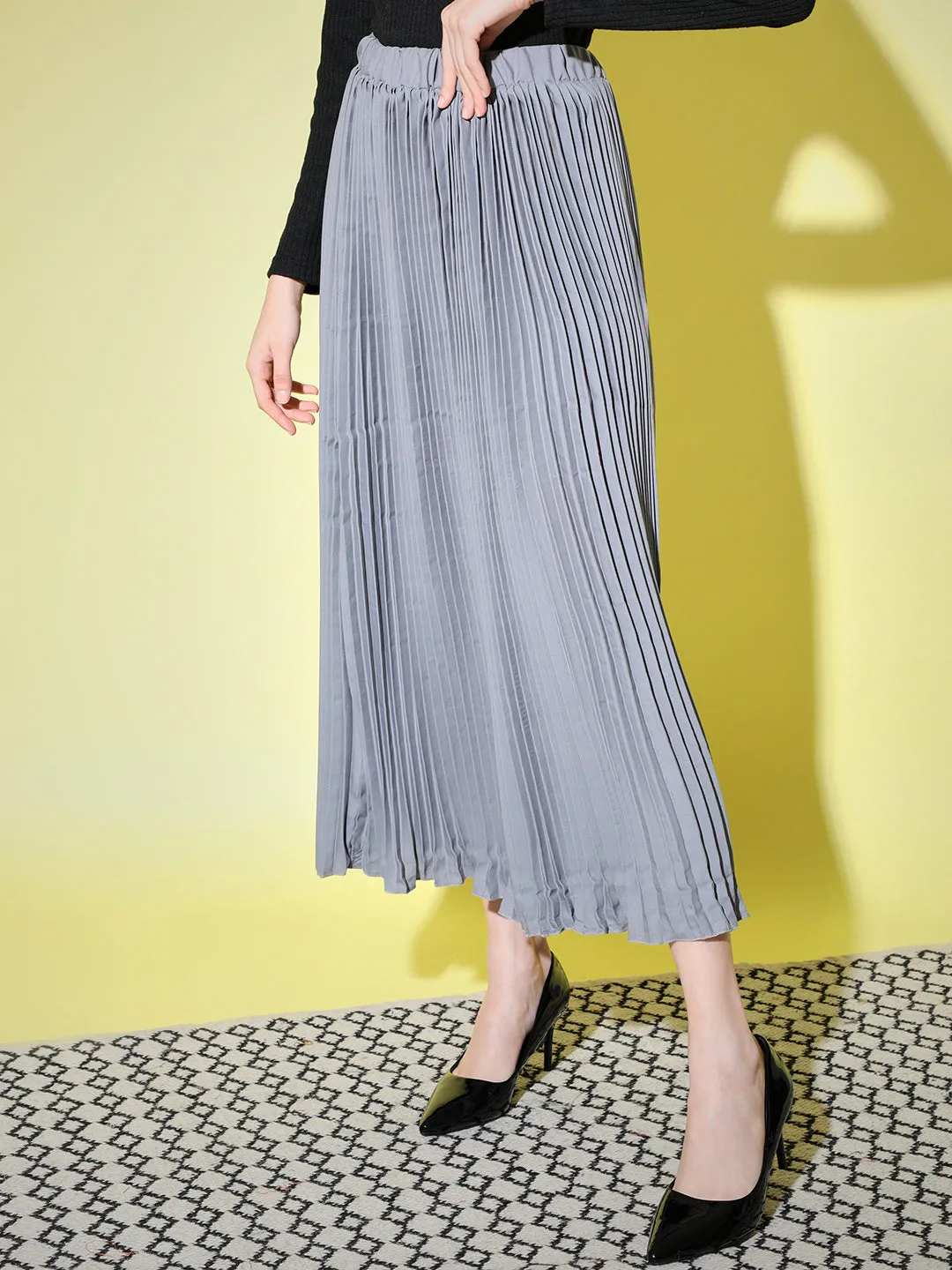 Crepe Pleated Women Skirt-3004-3006