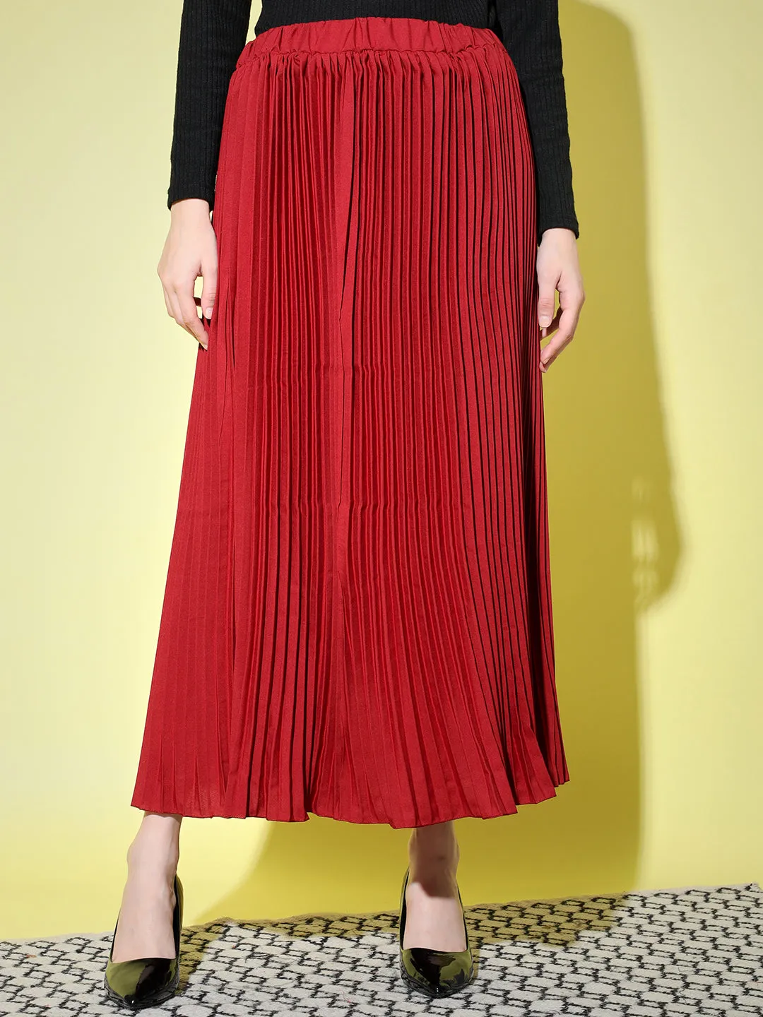 Crepe Pleated Women Skirt-3004-3006