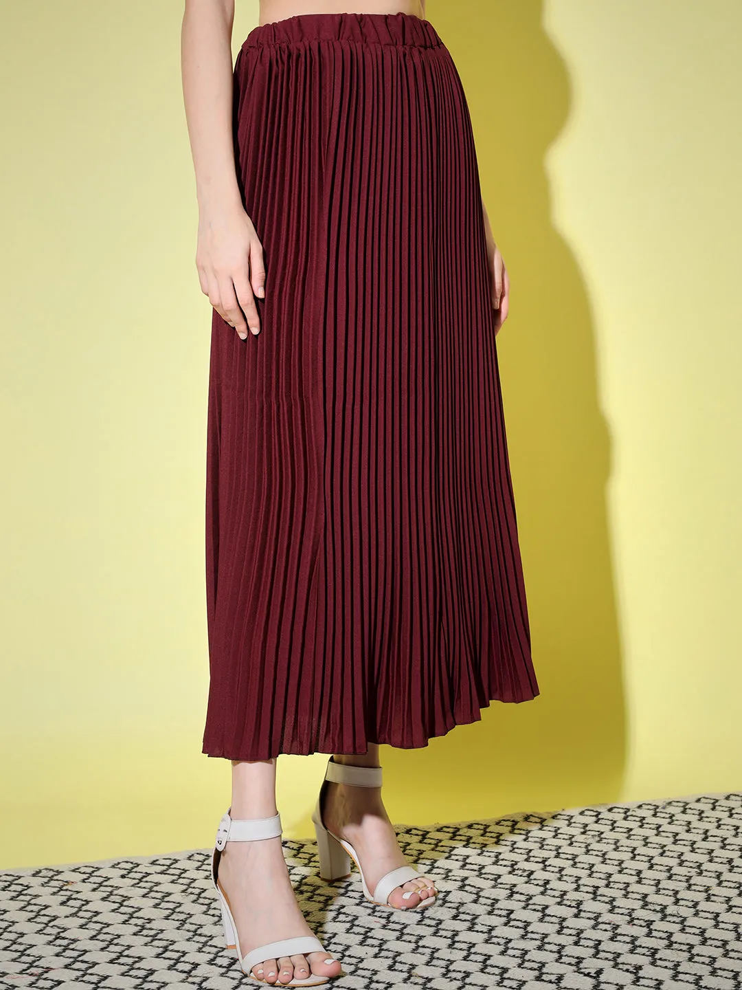 Crepe Pleated Women Skirt-3004-3006