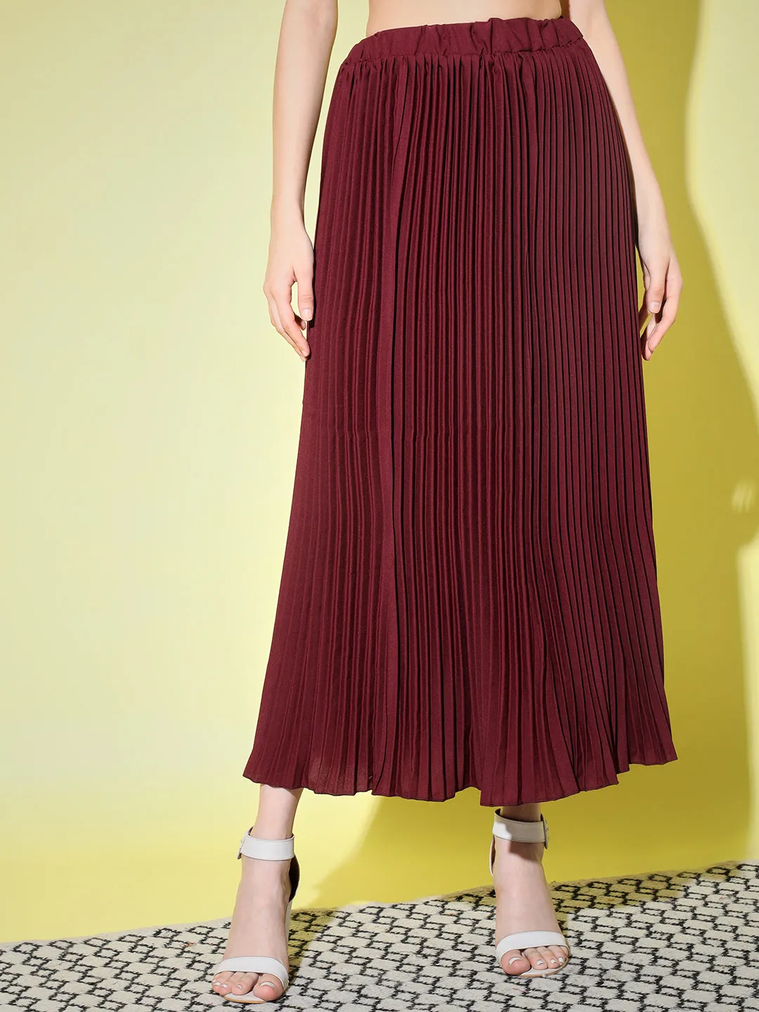 Crepe Pleated Women Skirt-3004-3006
