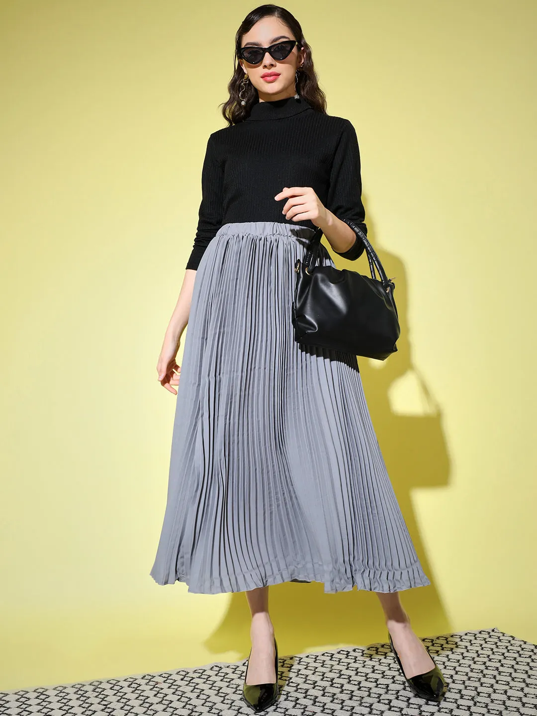 Crepe Pleated Women Skirt-3004-3006