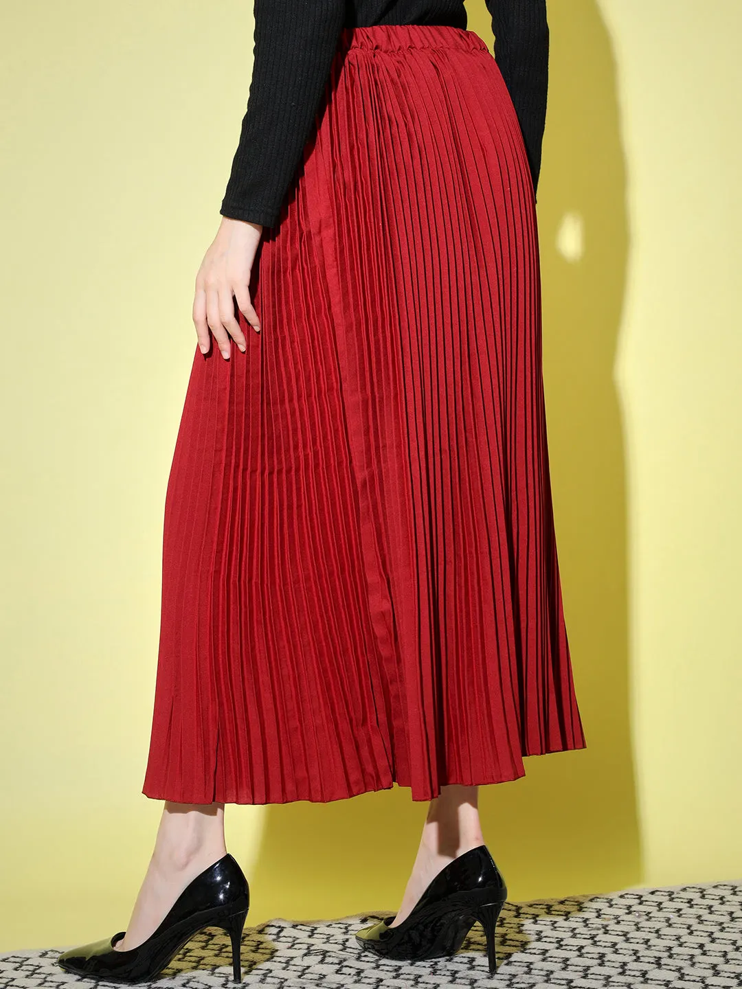 Crepe Pleated Women Skirt-3004-3006