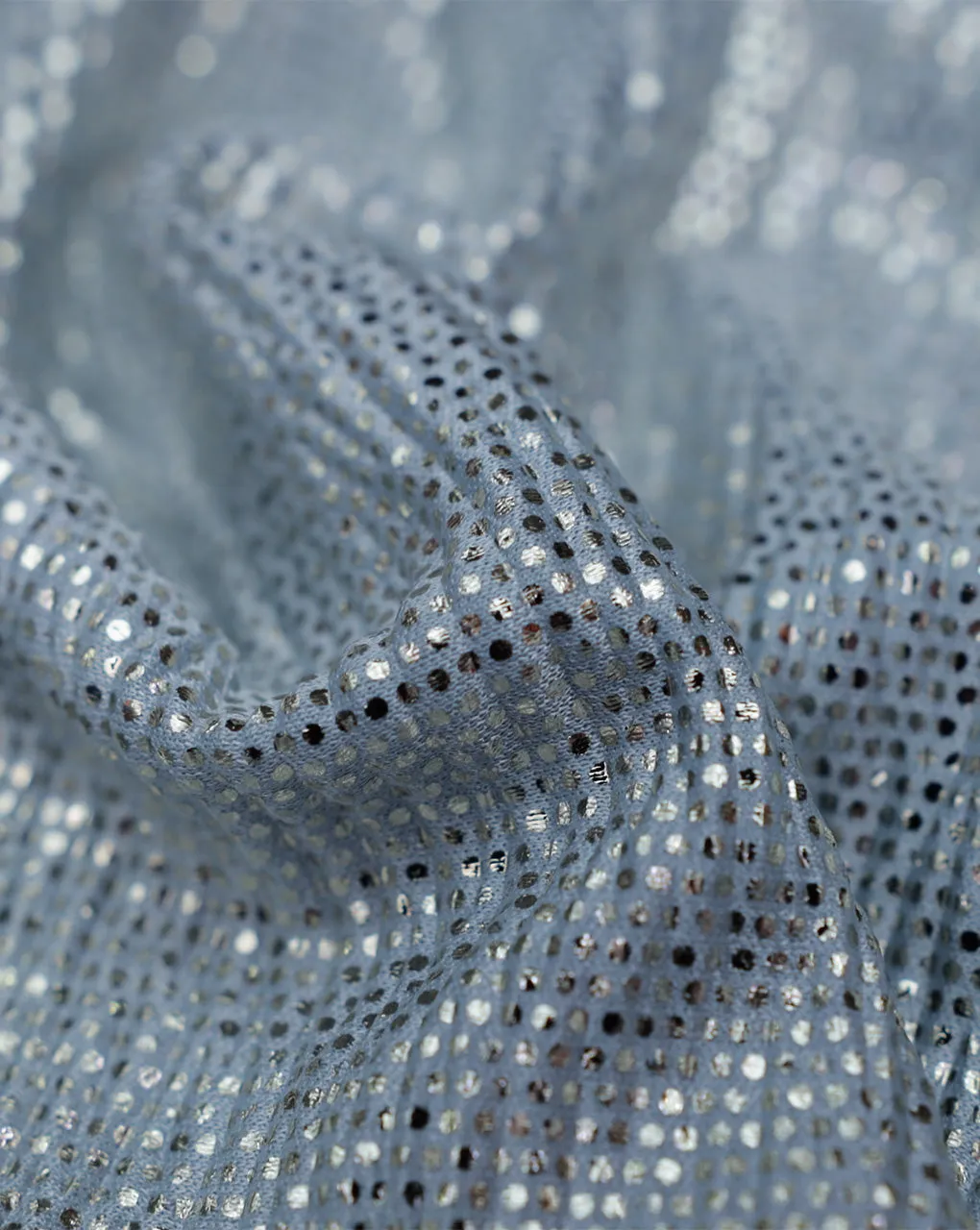 CYAN POLYESTER LUREX PLEATED FABRIC ( WIDTH 58 INCHES )