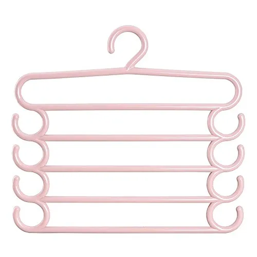 DeroTeno Pants Hangers, 2 Pcs Plastic Multi-functional Pants Rack Scarf Closet Storage Organizer for Pants, Scarf, Ties, Belts, Random Color