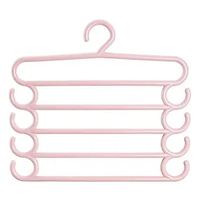 DeroTeno Pants Hangers, 2 Pcs Plastic Multi-functional Pants Rack Scarf Closet Storage Organizer for Pants, Scarf, Ties, Belts, Random Color