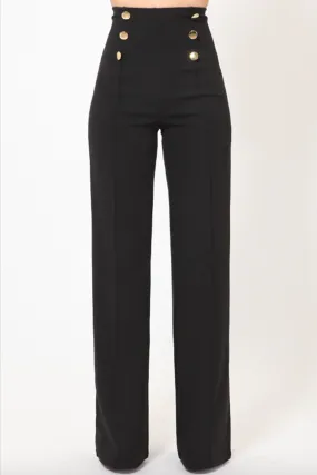Diana High Waist Pants W/ Gold Button Details