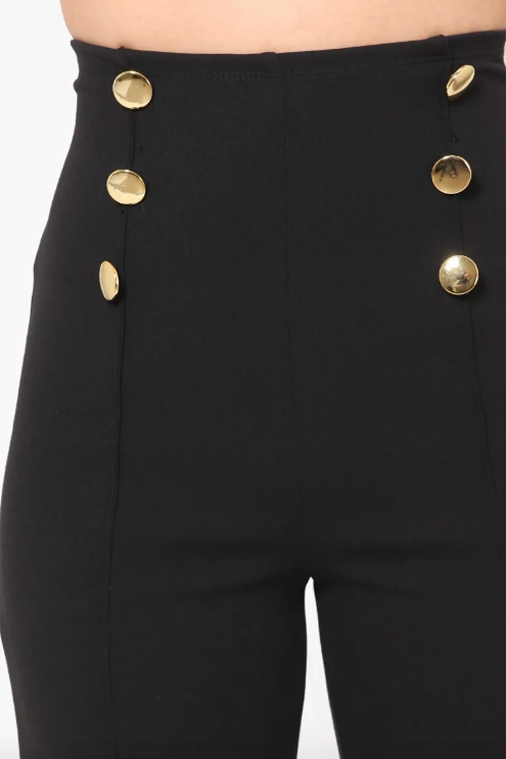 Diana High Waist Pants W/ Gold Button Details