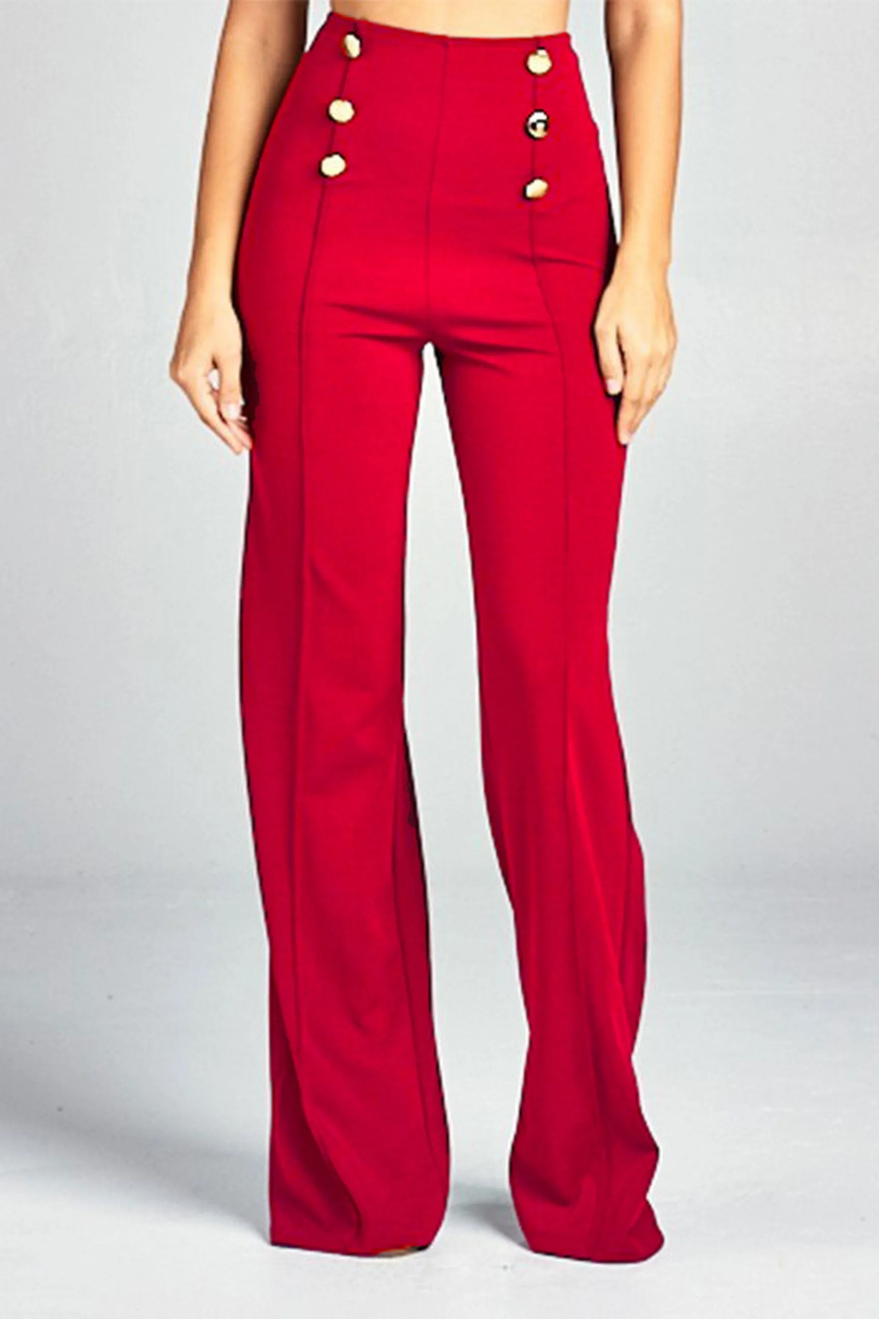 Diana High Waist Pants W/ Gold Button Details