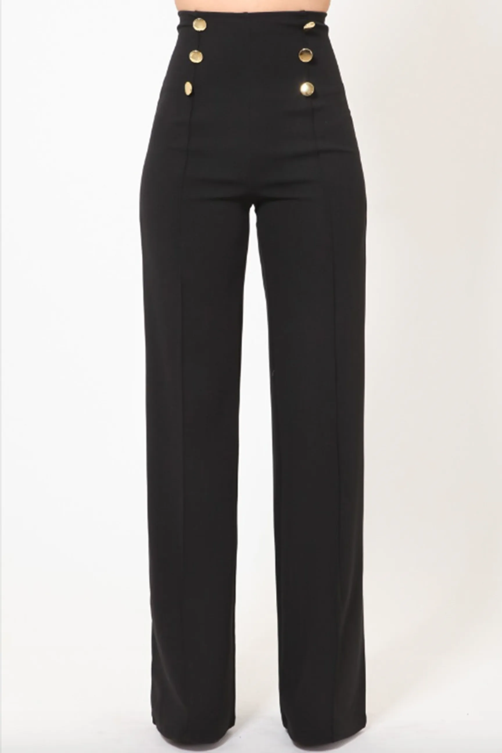 Diana High Waist Pants W/ Gold Button Details