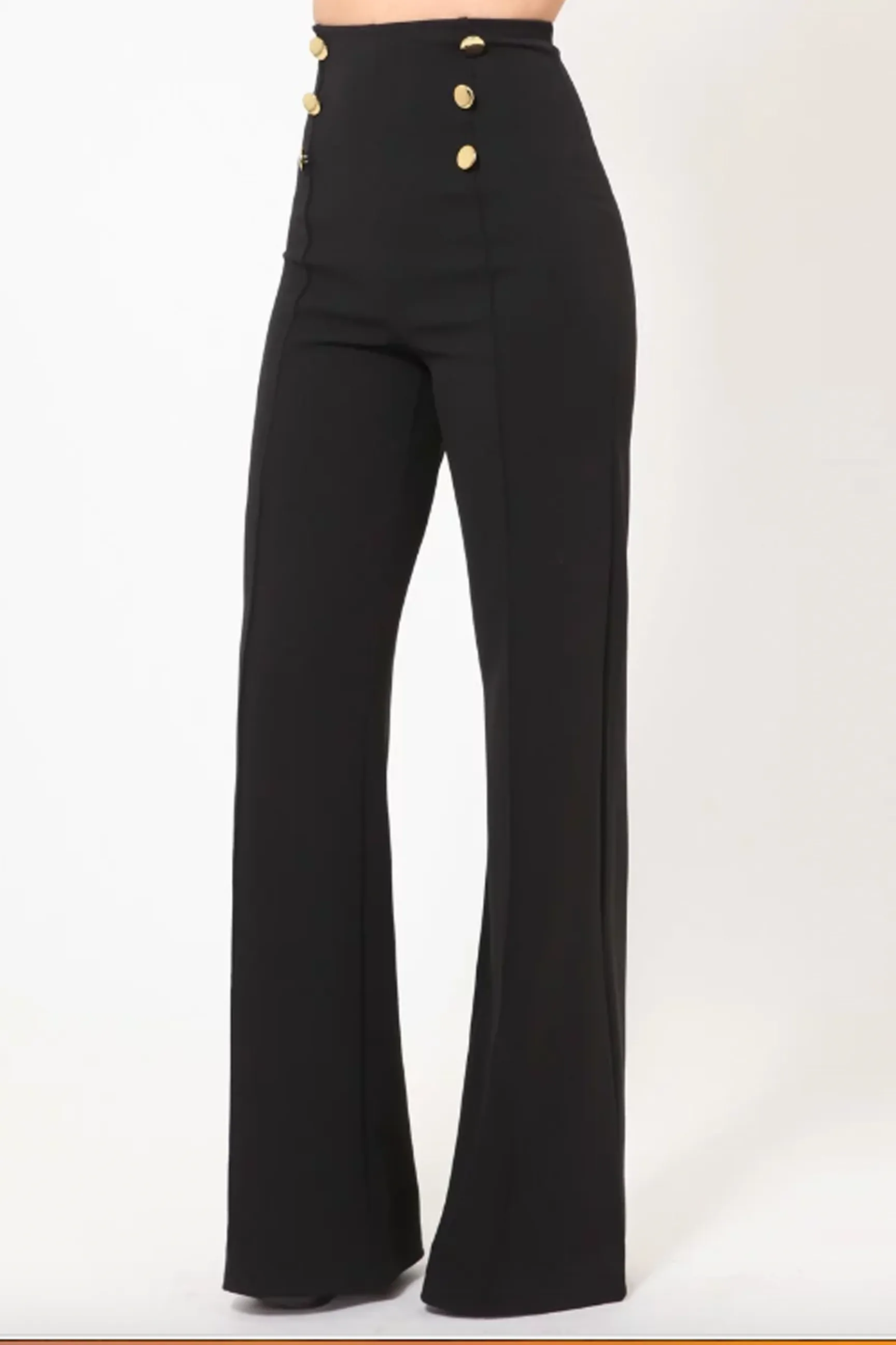 Diana High Waist Pants W/ Gold Button Details