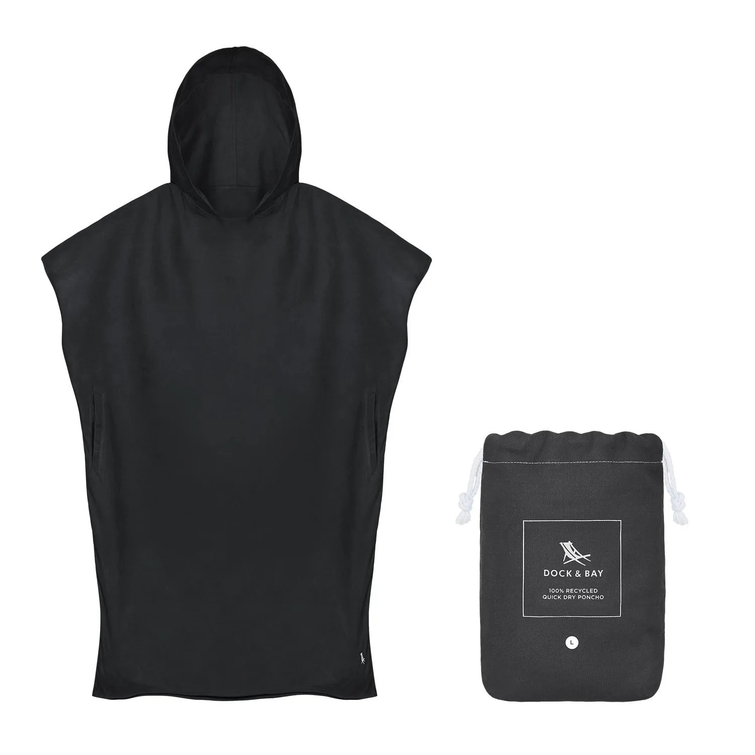 Dock & Bay Adult Poncho - Classic - Fuji Black - Customized Embroidery Personalized for You