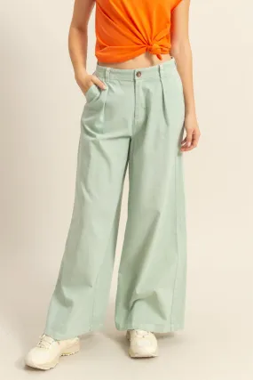 DZ24C967-High Waist Basic Wide Leg Pants