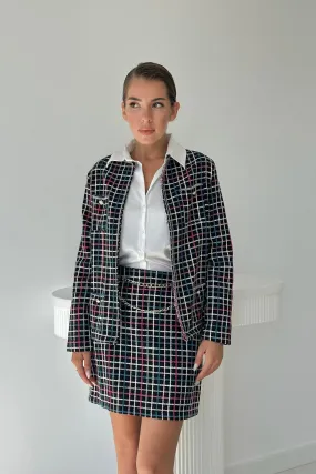 ELS Open Front Jacket and Skirt Set with Chain - Black - Kaneohe