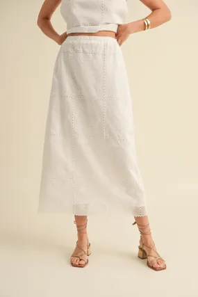 Eyelet Maxi Skirt - White