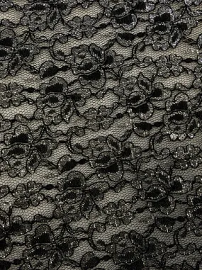 Fancy Tulle - 60-inches Wide Metallic Lace Tulle Black/Silver