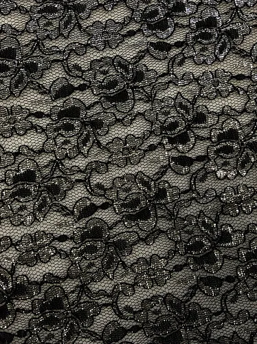 Fancy Tulle - 60-inches Wide Metallic Lace Tulle Black/Silver