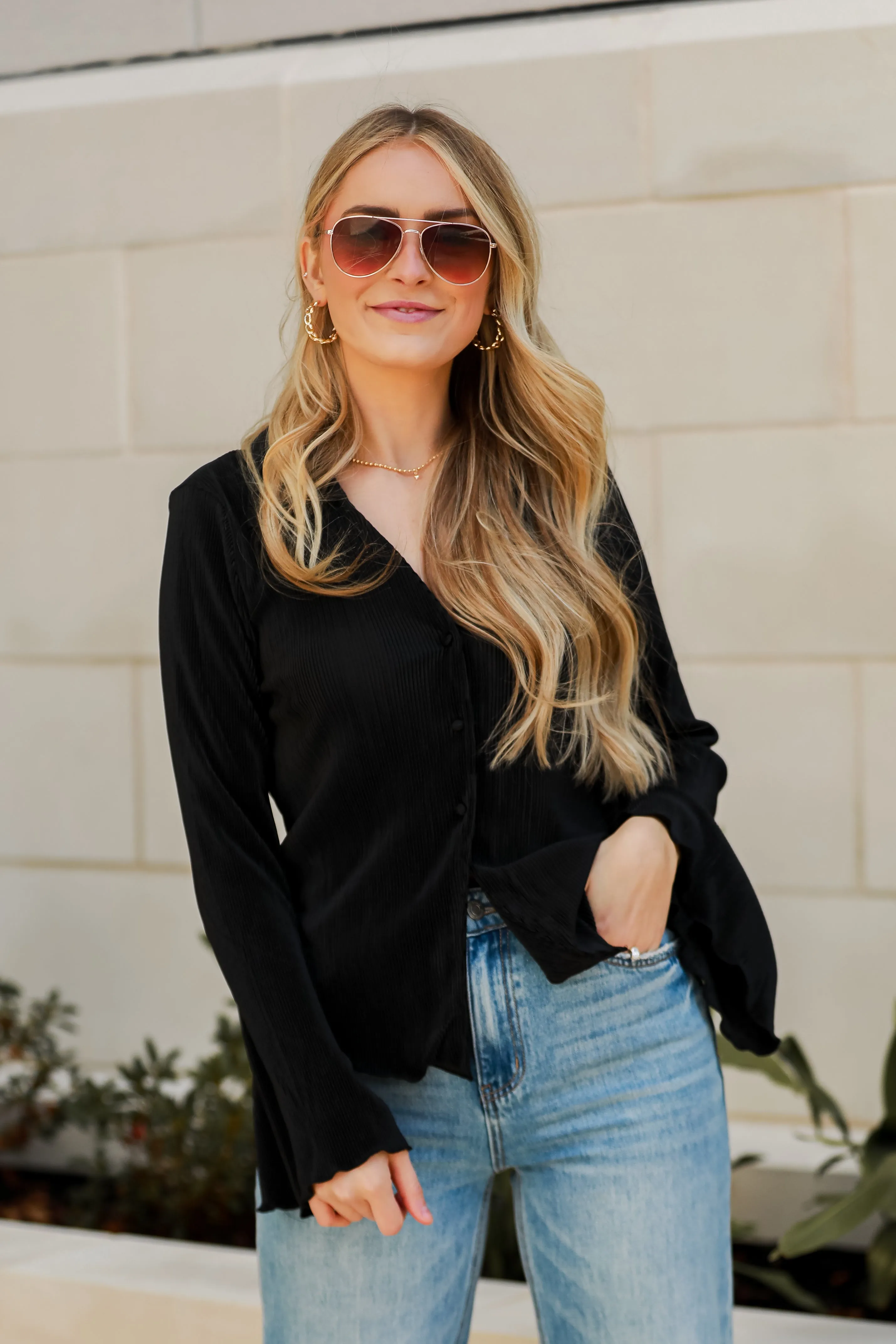 FINAL SALE - Sophisticated Aspect Plisse Blouse - DU DEAL