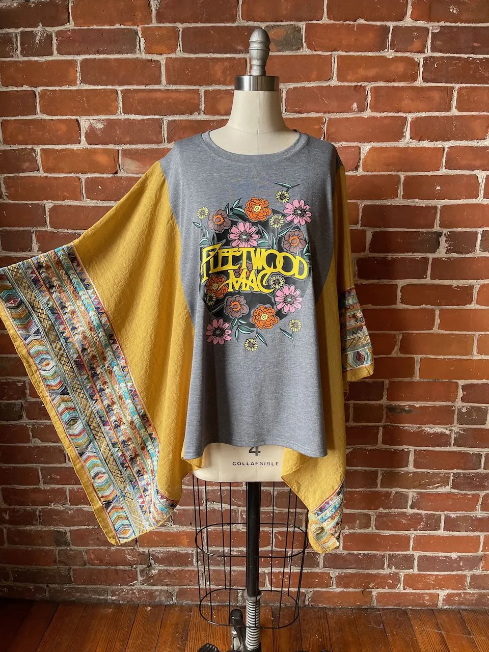 Fleetwood Mac Inspired Golden Yellow Embroidered Poncho