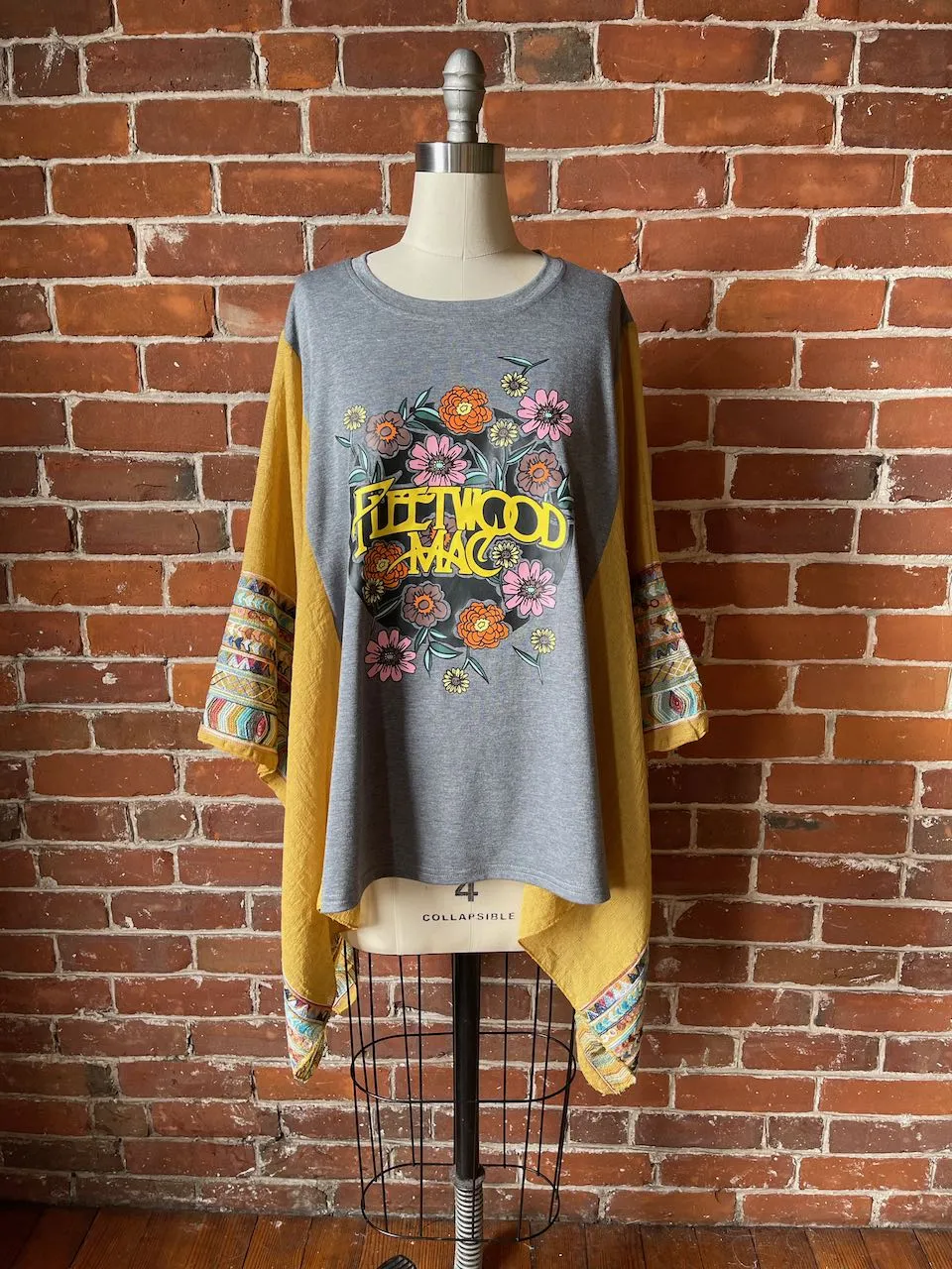 Fleetwood Mac Inspired Golden Yellow Embroidered Poncho