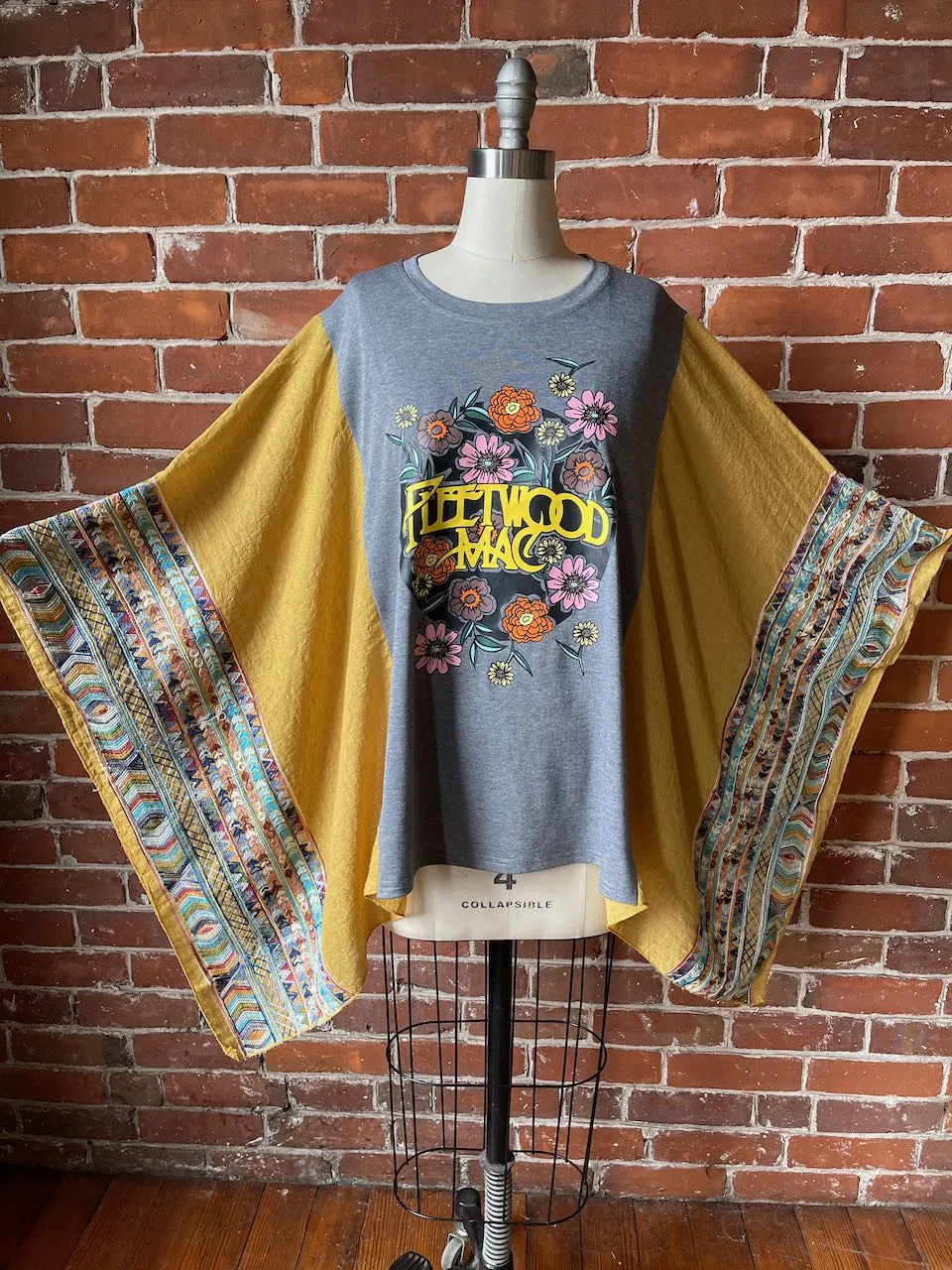 Fleetwood Mac Inspired Golden Yellow Embroidered Poncho