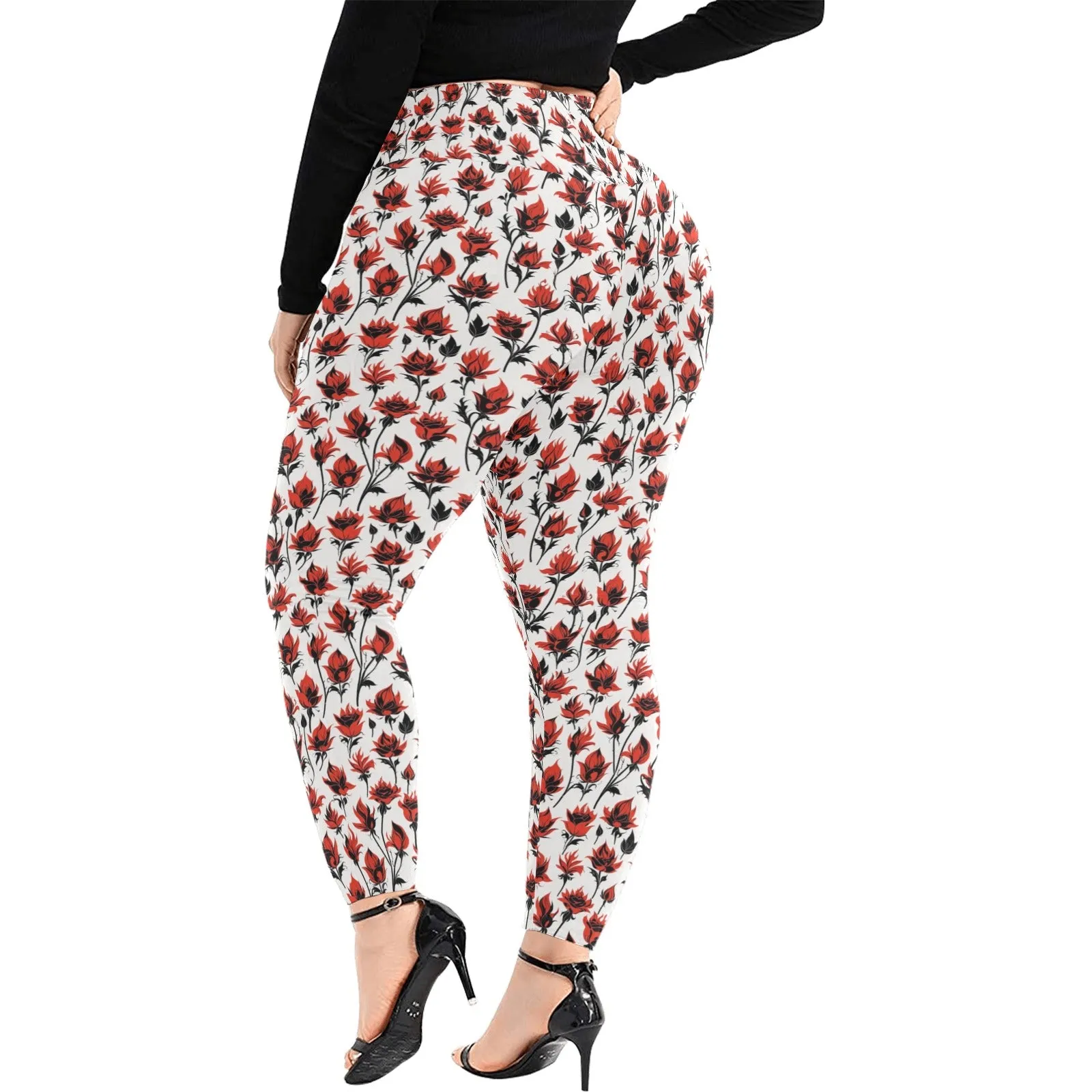 Floral Fire Women's Plus Size High Waited Leggings Women's High Waist Leggings(Plus Size)(ModelL45)