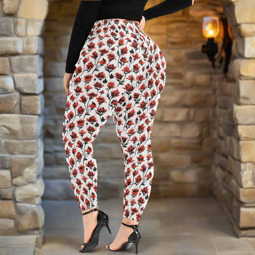 Floral Fire Women's Plus Size High Waited Leggings Women's High Waist Leggings(Plus Size)(ModelL45)