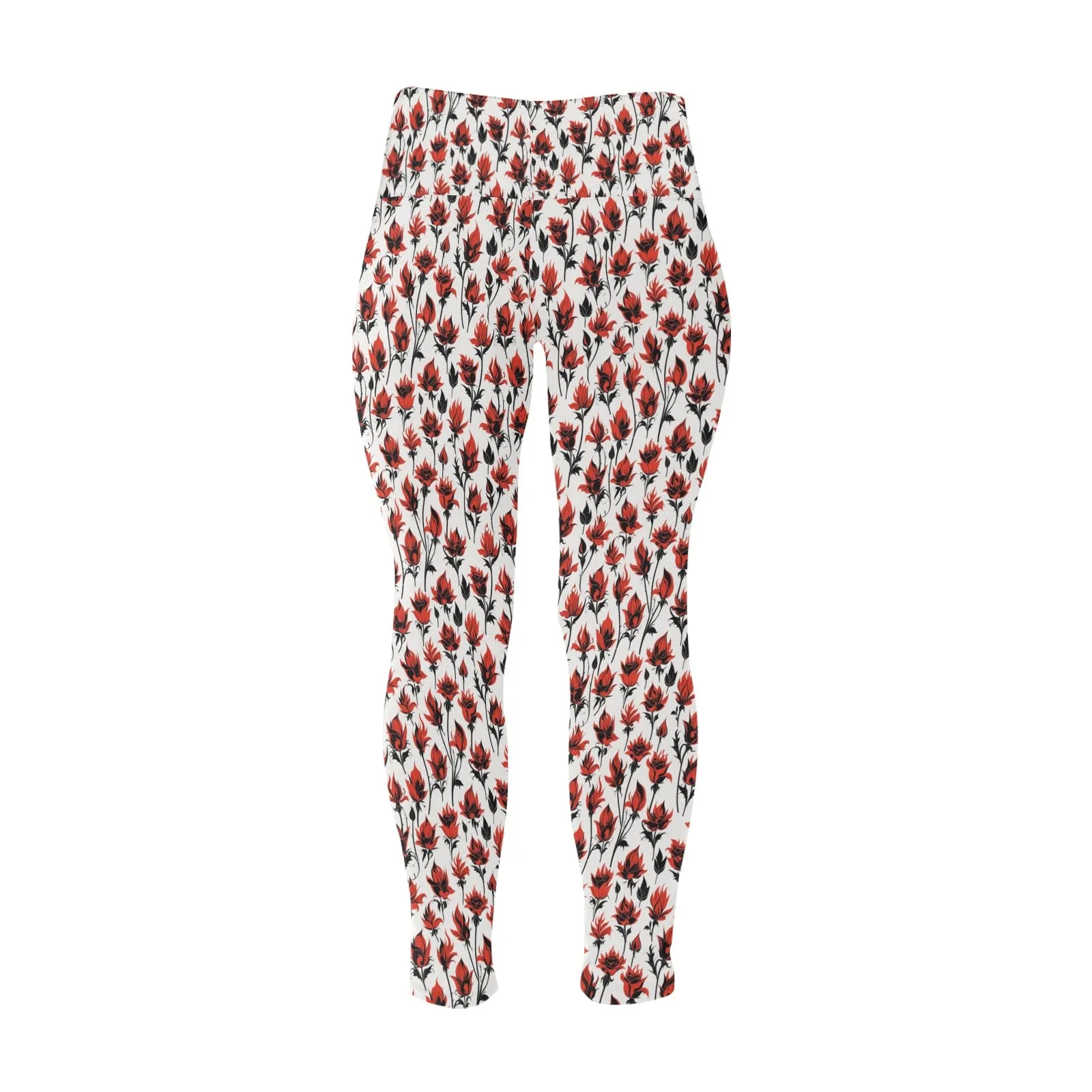 Floral Fire Women's Plus Size High Waited Leggings Women's High Waist Leggings(Plus Size)(ModelL45)