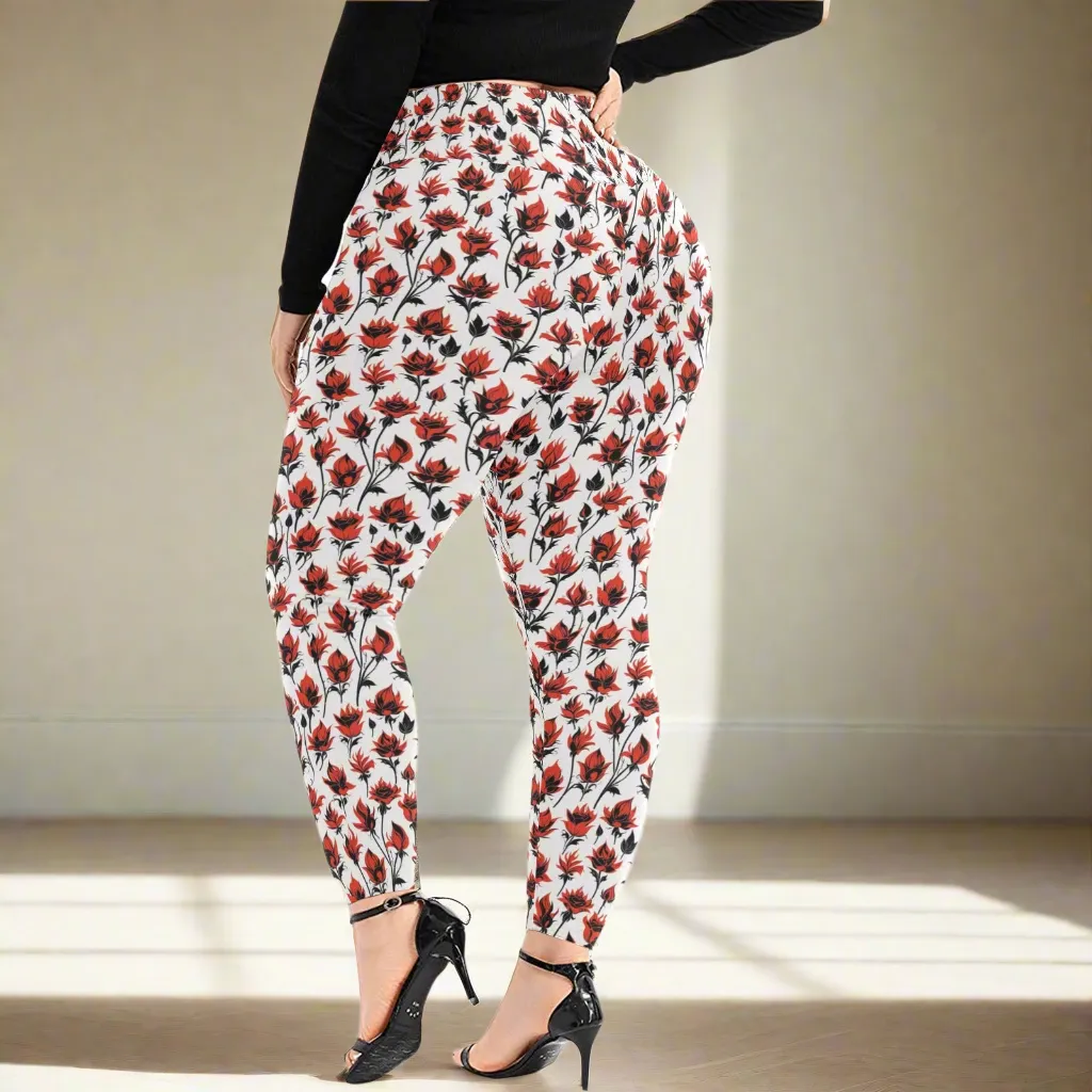 Floral Fire Women's Plus Size High Waited Leggings Women's High Waist Leggings(Plus Size)(ModelL45)