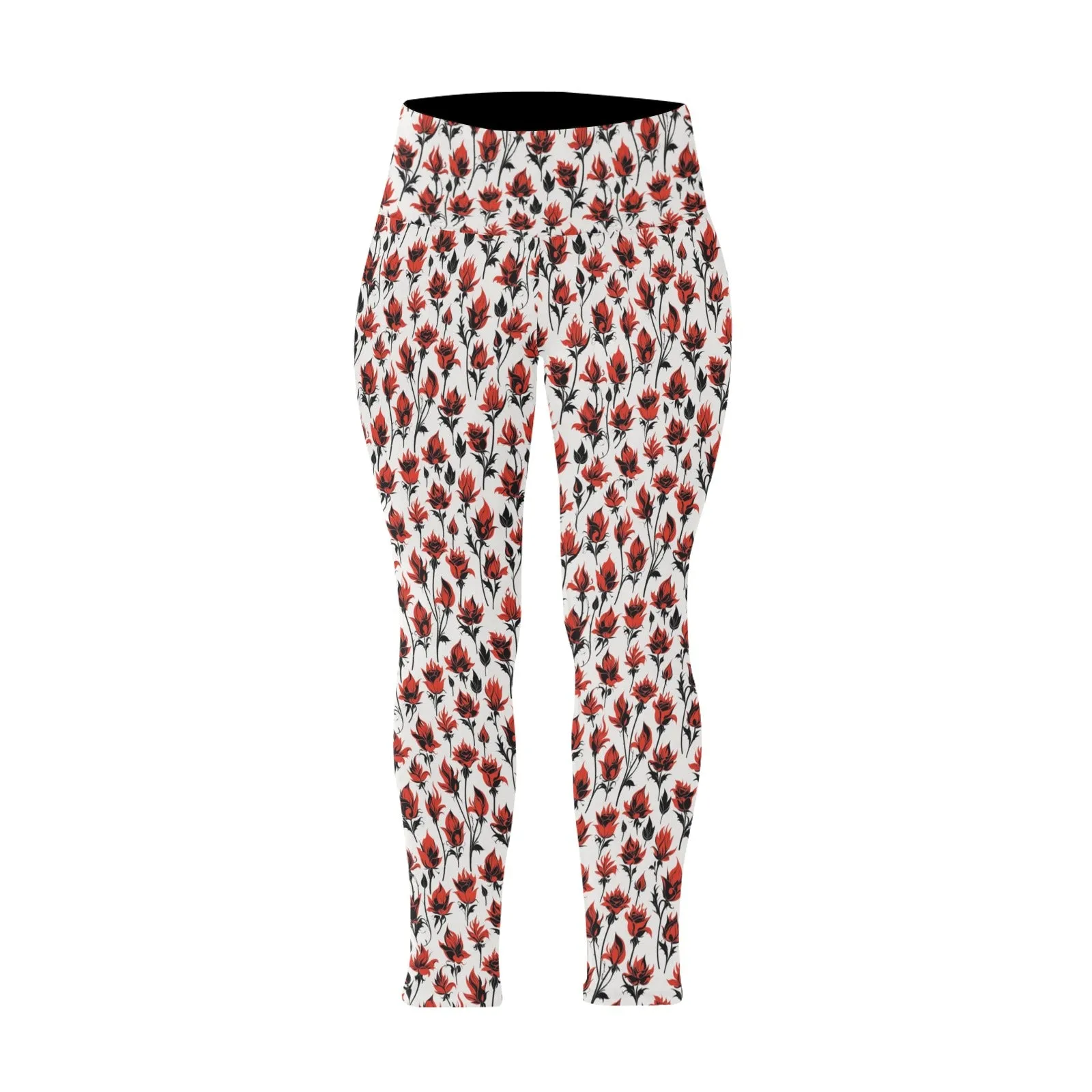 Floral Fire Women's Plus Size High Waited Leggings Women's High Waist Leggings(Plus Size)(ModelL45)