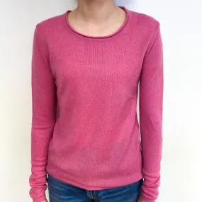 Foxglove Pink Cashmere Crew Neck Jumper Extra Small