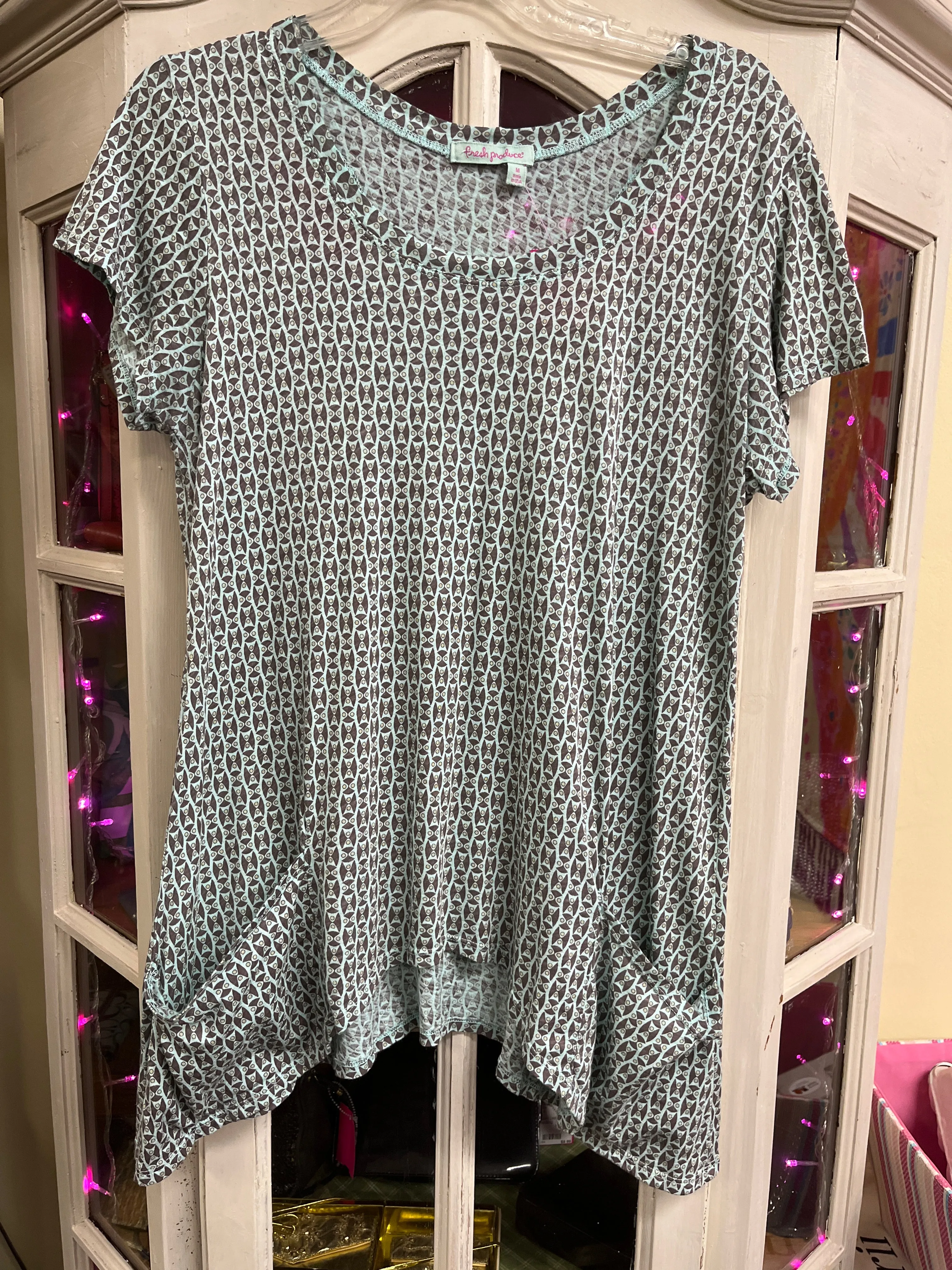 Fresh Produce Size Medium Mint/Grey Tunic
