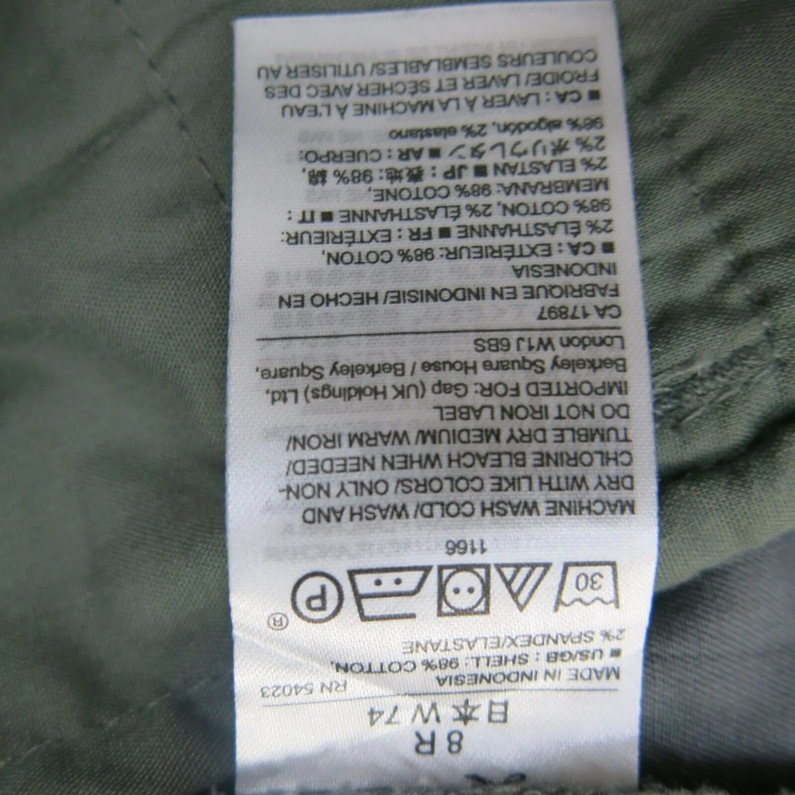 GAP Mens Straight Leg Chino Pant Mid Rise Slash Pocket Solid Slate Gray Size 8